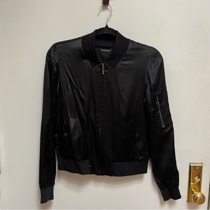 Elie Tahari Black Silk Bomber Jacket Size XS